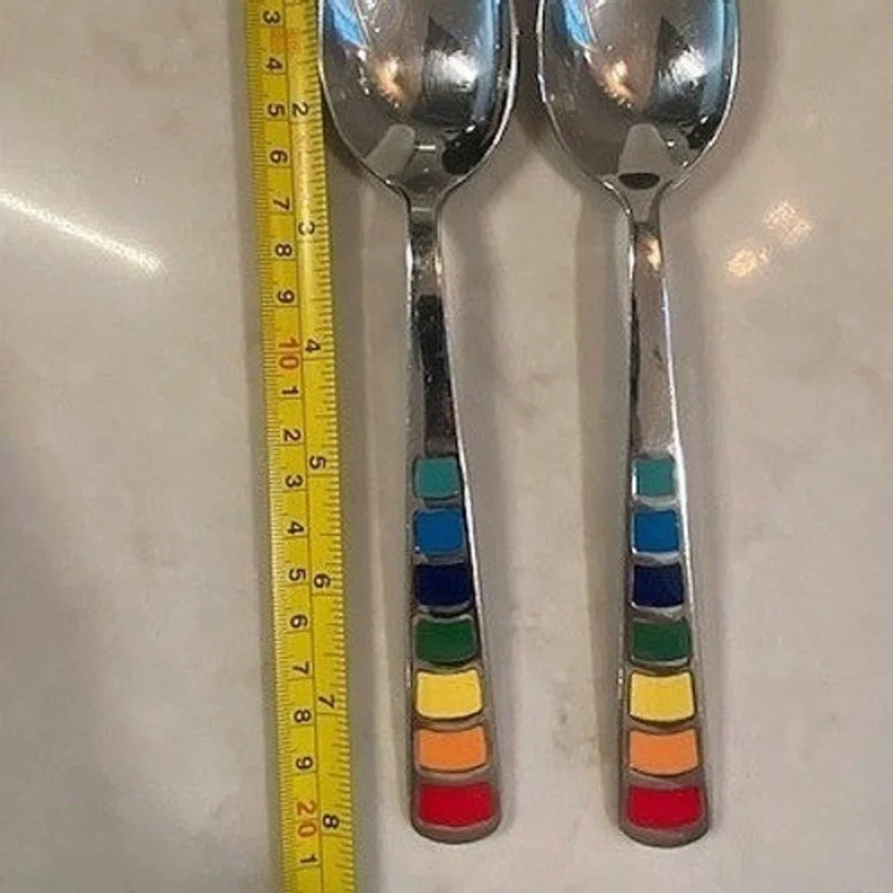 Fiesta Celebration Rainbow Stripe Tablespoons Stainless Steel Set of 2 8 Inch